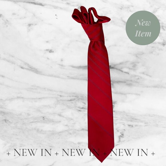 Oscar De La Renta Red Striped Silk Tie Mens Classic Formal Accessory 58" Long - Picture 2 of 14